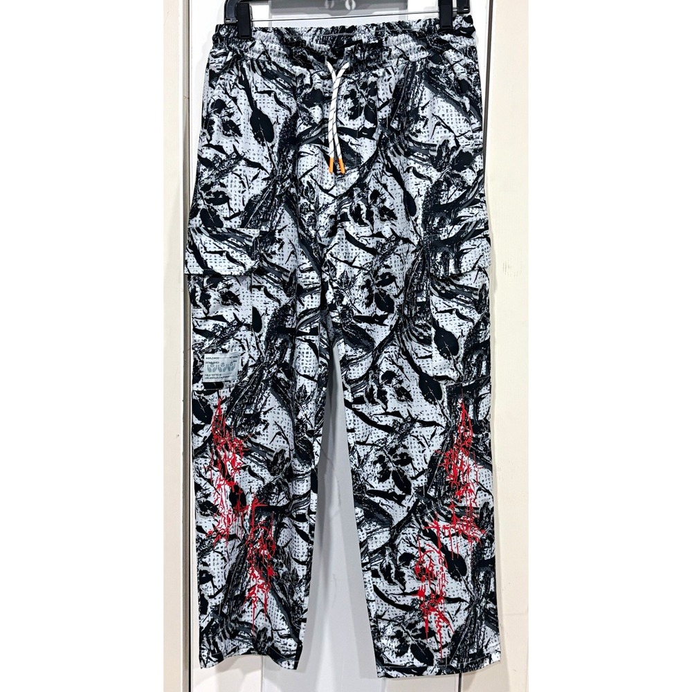 Fly By Night Men's Jogger Activewear Pants Camo Gray/Black/Red S Drawstring